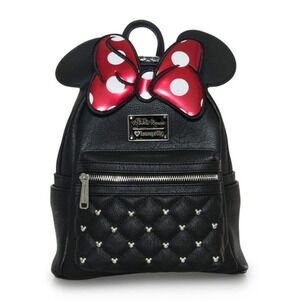Disney Loungefly Minnie Mouse Classic Bow Quilted Texture Ear Mini Backpack